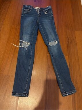 Garage Women's Distressed Skinny Jeans - Dark Blue